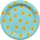 Тарелки бумажные 180мм Звездочки Бирюзовый (уп6) ДонБал