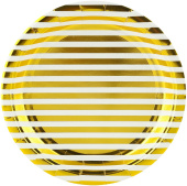 Тарелки бумажные 180мм Полосы Люкс Белый золото металлик (уп6) ВолВес