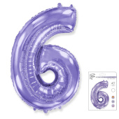Шар фольга Цифра 40''/Fm Сиреневая Lilac "6"