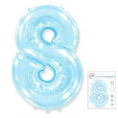 Шар фольга Цифра 40''/Fm Светло-голубой Pastel Blue "8"