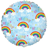 Шар фольга 18''/Fm круг WELCOME BABY Радуги на голубом