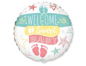 Шар фольга 18''/Fm круг WELCOME SWEET BABY Испания