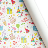 Бумага лист 60х89см С Днем Рождения (уп10)