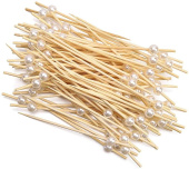 Пики Топперы с бусинами Белый жемчуг 12см уп50