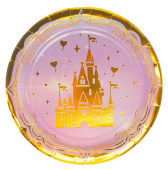 Тарелки бумажные 180мм Замок принцессы металлик (уп6) ВолВес