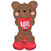 Шар фольга на подставке AIR Мишка с сердцем LOVE 27"68CM W X 49" 124CM H An Шар фольга на подставке AIR Мишка с сердцем LOVE 27"68CM W X 49" 124CM H An