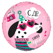 Шар фольга 18''/AG круг С Днем Рождения Красотка Super Girl