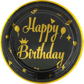 Тарелки бумажные 180мм Элегантный ДР Черный Золото металлик уп6