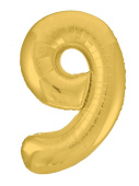 Шар фольга Цифра 40''/AG Slim Золото Gold "9"