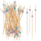 Пики Топперы с бусинами Жемчужный перелив 12см (уп50) ВВ