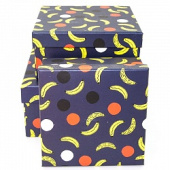 Коробка квадрат Банановый микс с конфетти Черный 15х15х7см 1 штука