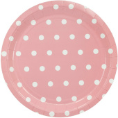 Тарелки бумажные 230мм Горошек розовая уп6