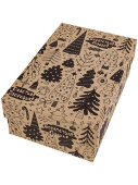 Коробка прямоугольник Крафт Елочки 19х12х7,5см