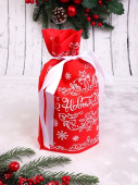 Мешок для подарков 36х24х12см С Новым Годом красный