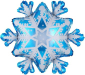 Шар фольга фигура Снежинка Голубой Белый 28'' 71см FL