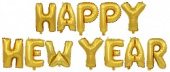 Шар фольга Буквы надпись Happy New Year мини Золото упаковка 16" FL