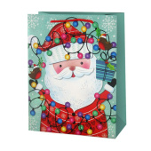 Пакет L 32х26х10см Новогодний переполох дизайн №1 с блестками