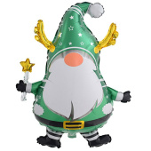 Шар фольга фигура Гном зеленый с рогами