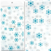 Скатерть ПЭТ 137х274см Снежинки Белый голубой Серебро