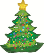 Шар фольга фигура Новогодняя елочка 36'' 91см CTI