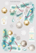 Наклейка для оформления А3 Еловые ветки с шарами