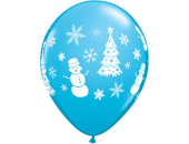 Шар латекс с рисунком Снеговики шелкография (6шт)
