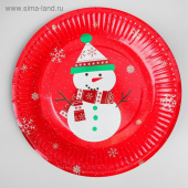 Тарелки бумага Снеговик набор (уп6)