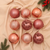 Игрушки на елку Шары   8см Торжество листочки (уп9)