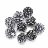 Украшение декор Природный декор Шишки Серебряные набор (уп12)