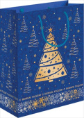 Пакет MS Елка на синем 14х20х6,5см