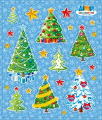 Наклейка Зимние домики (10шт)