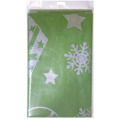 Скатерть ПЭТ 140х200см Новогодний декор зелёная