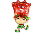 Шар фольга фигура Эльф с подарком Fm