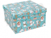 Коробка квадрат Зверята ждут Новый Год 15,5х15,5х9см