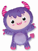 Шар-фигура 34"86 см, фольга Маленький чертёнок, сиреневый