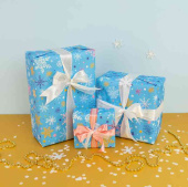 Бумага лист 70х100см Волшебные снежинки Голубой