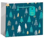 Пакет бумажный AAA 50х40см С Новым годом! Елочки Синий