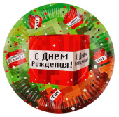 Тарелки бумажные 180мм Пиксели С Днем Рождения! (уп6) ДБ