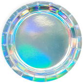 Тарелки бумажные 180 мм, 6 шт. Перламутровый блеск. Серебро