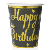 Стаканы бумажные 250мл Элегантный ДР Черный Золото металлик уп6