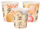 Стаканы бумажные 250мл С Днем Рождения Флажки (уп6) ВВ