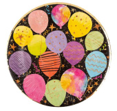 Тарелки бумажные 180см С Днем Рождения! (воздушные шары) Черный Металлик (уп6) ДБ