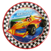 Тарелки бумажные 180 мм, 6 шт. Тачки. Чемпион