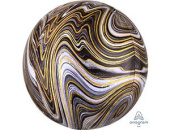 Шар фольга без рисунка Сфера 3D Bubble Бабблс 16" мрамор Черная Black An США Шар фольга без рисунка Сфера 3D Bubble Бабблс 16" мрамор Черная Black An США