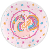Тарелки бумага 230мм С ДР Волшебный единорог розовый уп6 77128 ВолВес