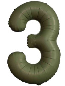 Шар фольга Цифра 40"Fm SLIM Olive Green "3" (упак)