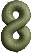 Шар фольга Цифра 40"Fm SLIM Olive Green "8" (упак)