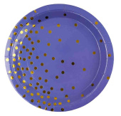 Тарелки бумажные Конфетти Синий Золото Металлик 180см (уп6) ВВ
