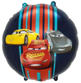 Шар фольга с рисунком 18"FL Круг Машины Тачки