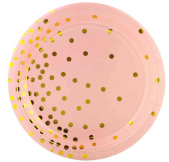 Тарелки бумажные Конфетти Розовый Золото Металлик 180мм (уп6) ВВ